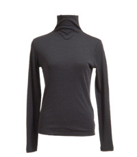ウール　ボイル　ガーゼＷＶＧ−40　ラッチドネック（立ち衿）長袖二重　裾ステッチなし　LLサイズ　ブラック