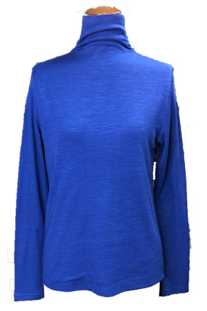 ウール　ボイル　ガーゼ　ＷＶＧ−11　ラッチドネック（立ち衿）長袖 　裾ステッチなし　ロイヤルブルー