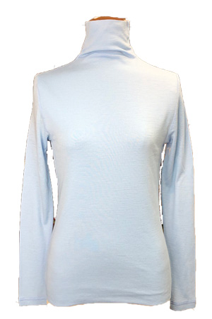 ウール　ボイル　ガーゼ　ＷＶＧ−11　ラッチドネック（立ち衿）長袖 　裾ステッチなし　ホライゾンブルー